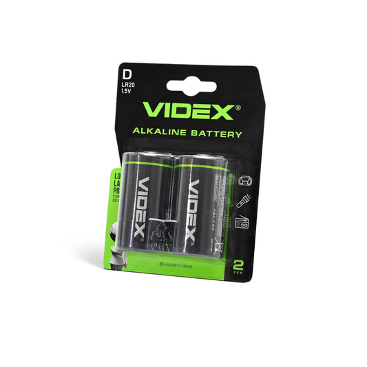 VIDEX LR20/D alkaline batteries, 1.5 V – 2-pack – official VIDEX image 1