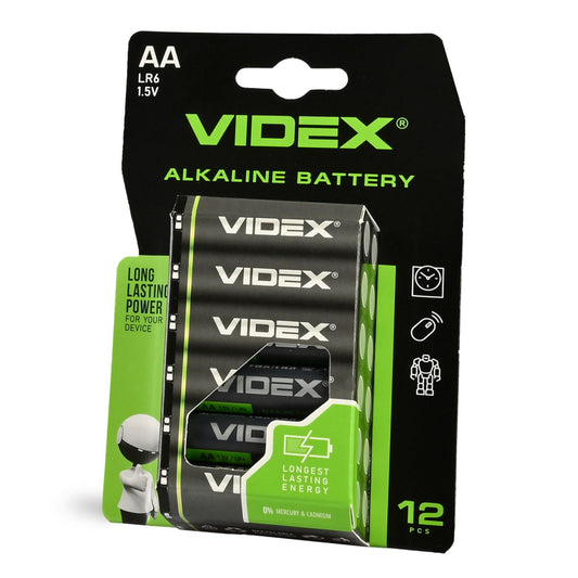 VIDEX LR6/AA alkaline batteries, 1.5 V – 12-pack – official VIDEX image 1