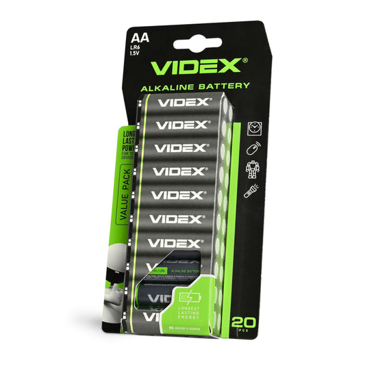 VIDEX LR6/AA alkaline batteries, 1.5 V – 20-pack – official VIDEX image 1