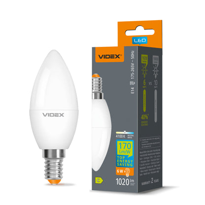 VIDEX C37h-06144 LED bulb 6W E14 4100K — official view 2