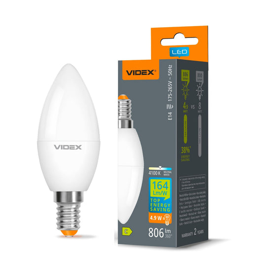VIDEX C37h-49144 LED bulb 4.9W E14 4100K — official view 2