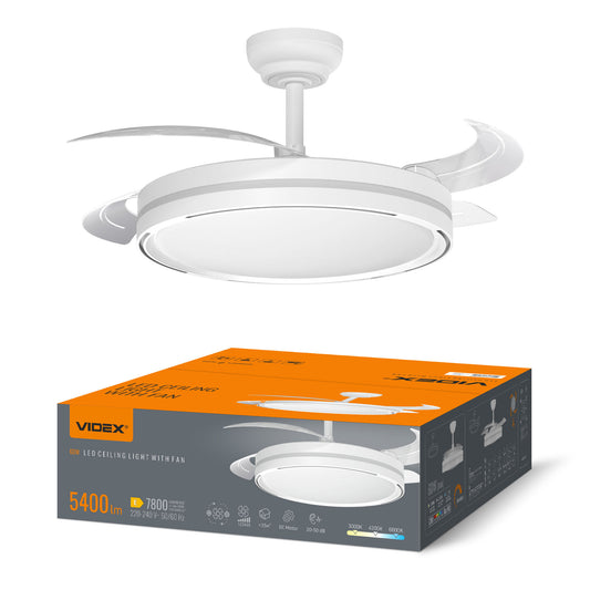 VIDEX CLF06-60CW ceiling light with fan 60W white — official view 2