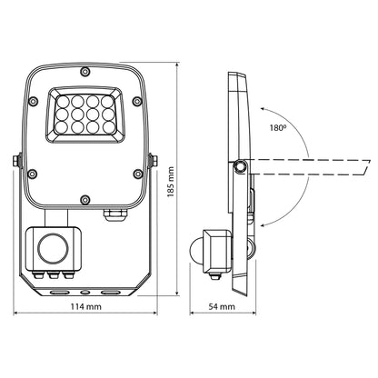 VIDEX F5-010CW-S LED floodlight 10W white — official view 18