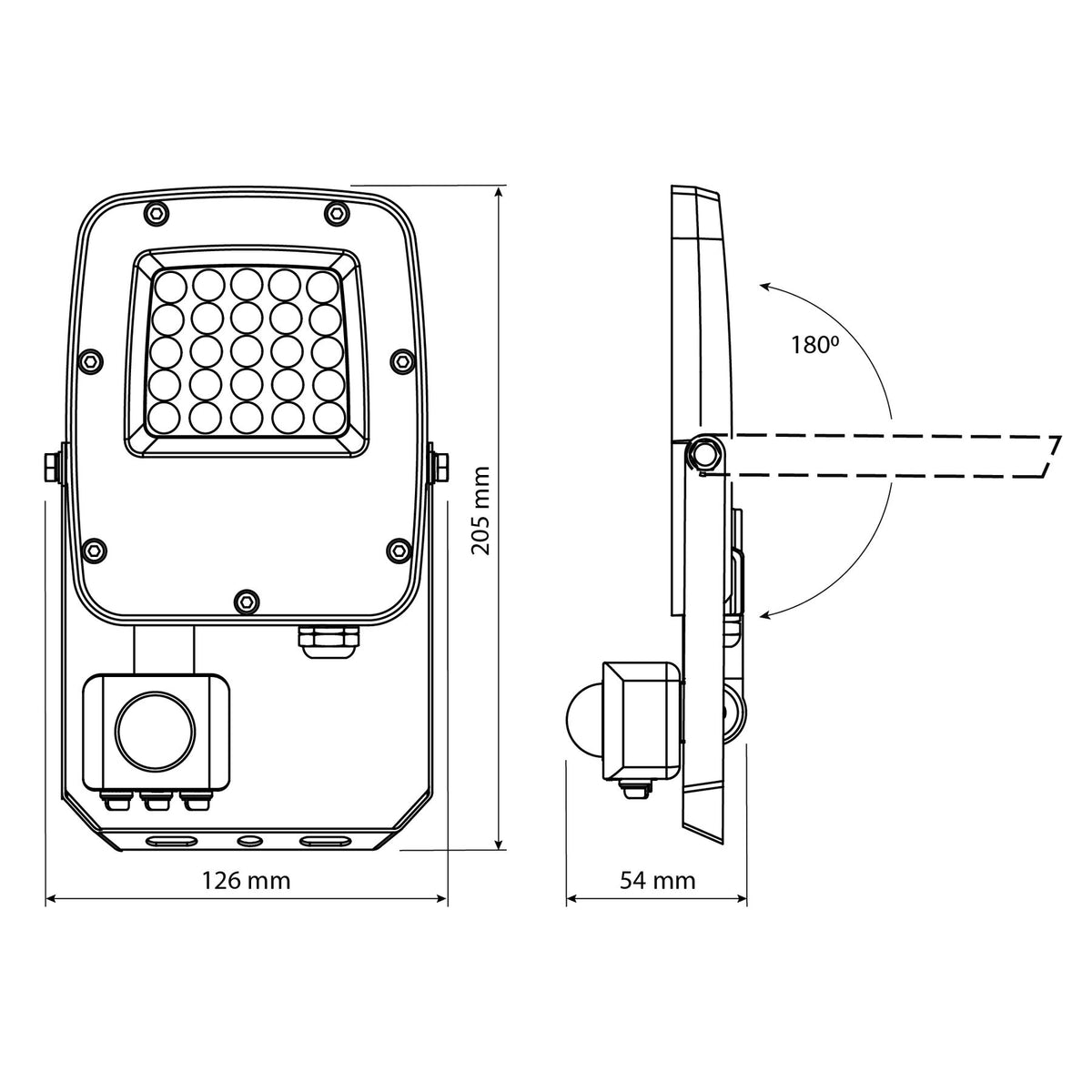 VIDEX F5-020CW-S LED floodlight 20W white — official view 18