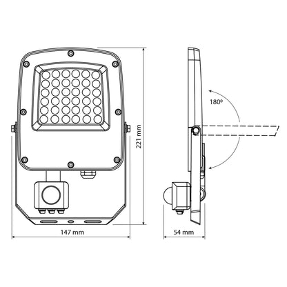 VIDEX F5-030CW-S LED floodlight 30W white — official view 18