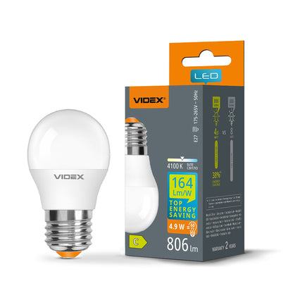 VIDEX G45h-49274 LED bulb 4.9W E27 4100K — official view 2
