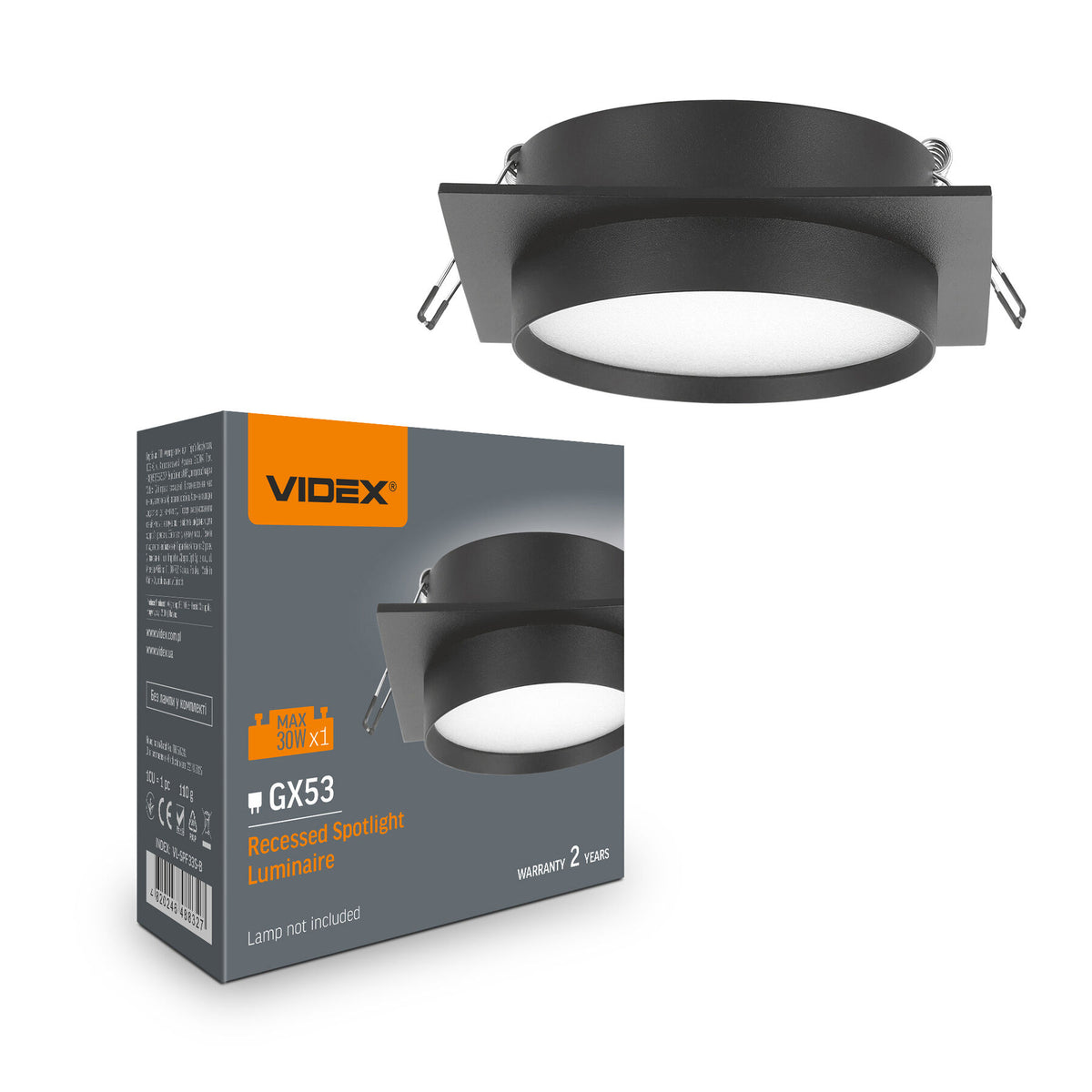 VIDEX SPF33S-B spotlight fixture 30W black — official view 2