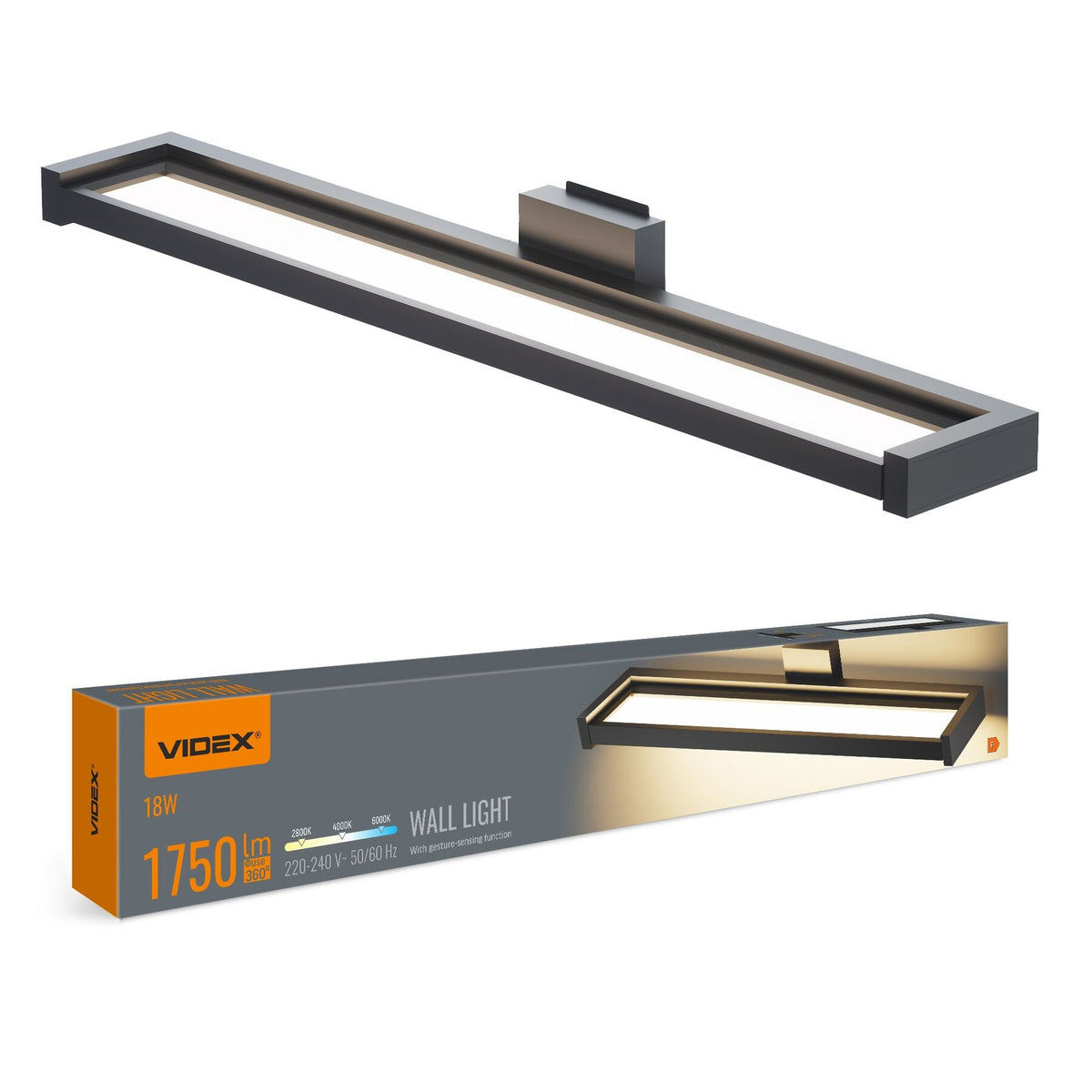 VIDEX WL02-18CSB wall light 18W black — official view 2