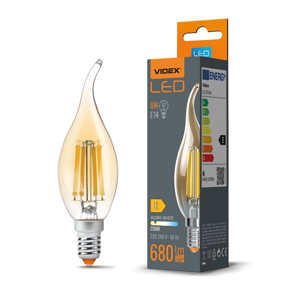 VIDEX C35FtA-06142 LED bulb 6W E14 2200K — official view 2