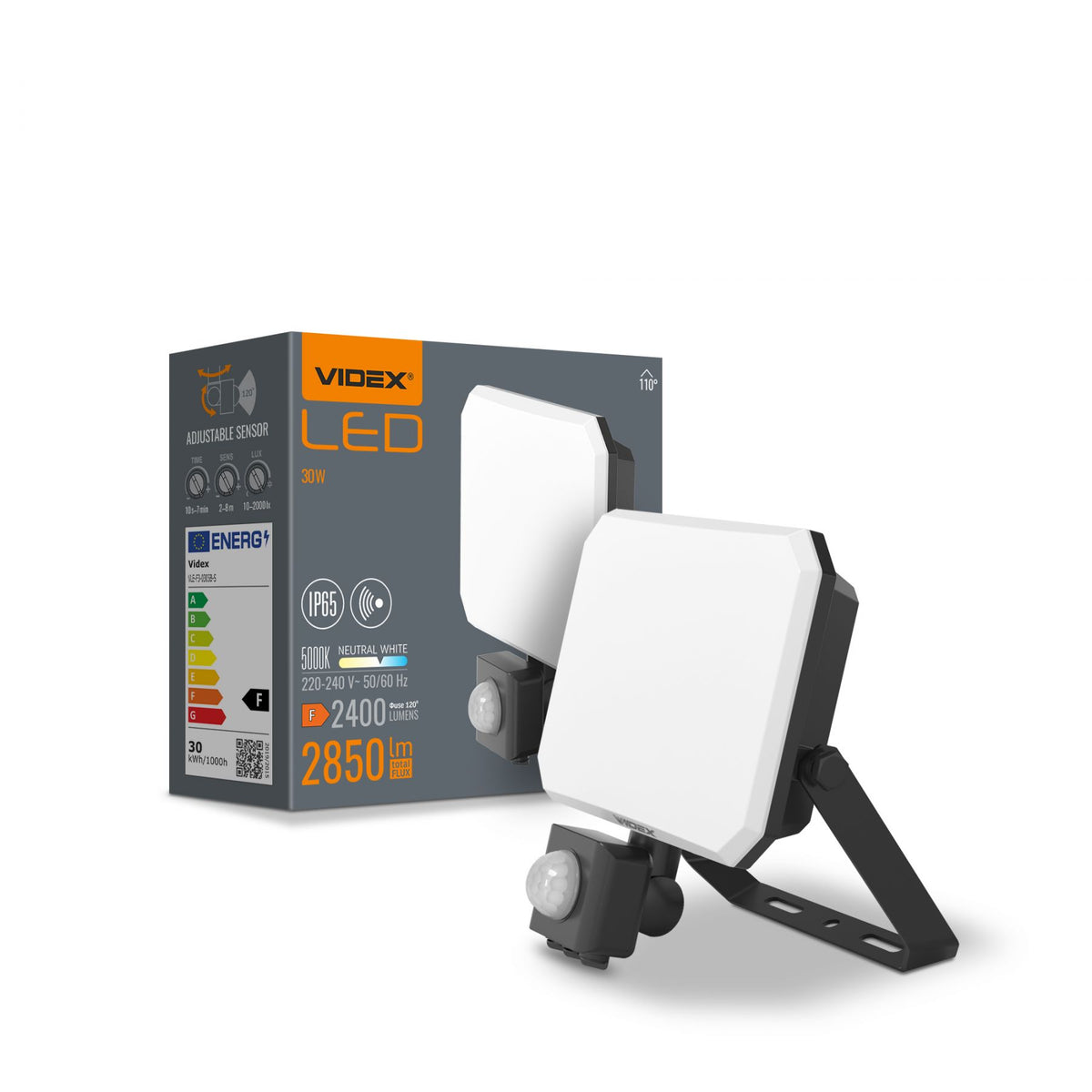 VIDEX F3-0305B-S LED floodlight 30W black — official view 2