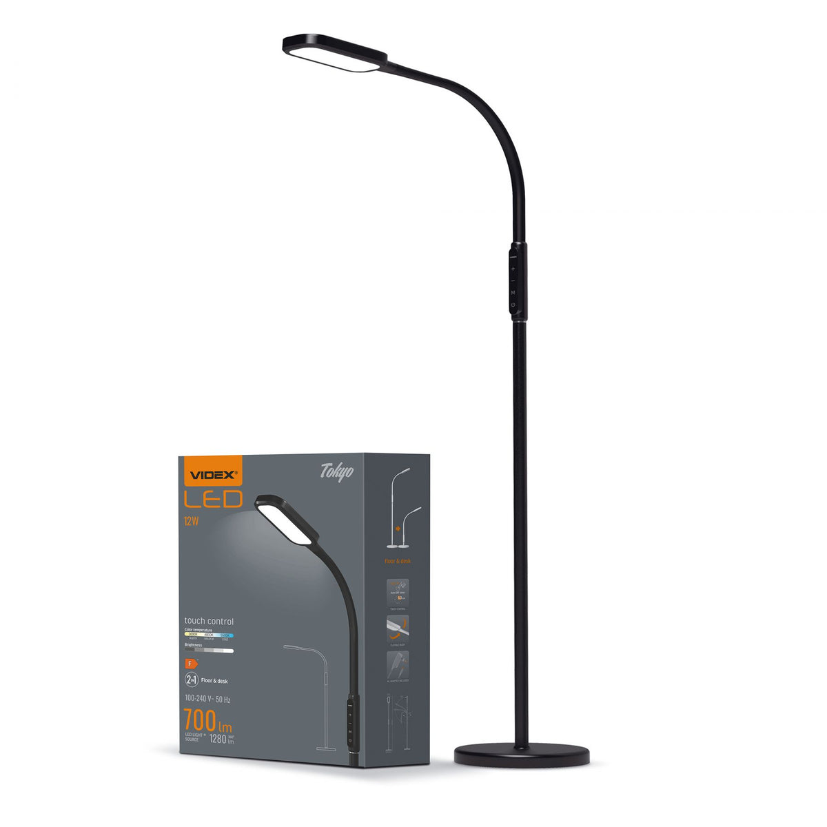 VIDEX TF07B floor lamp 9.5W black — official view 2