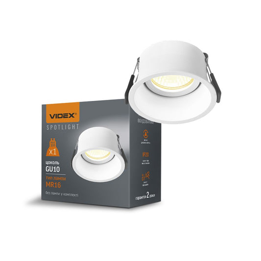 VIDEX VL-SPF09R-W Recessed GU10 Spotlight Frame - White - official product image 2