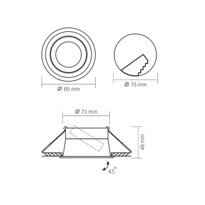 VIDEX VL-SPF09R-W Recessed GU10 Spotlight Frame - White - official product image 4