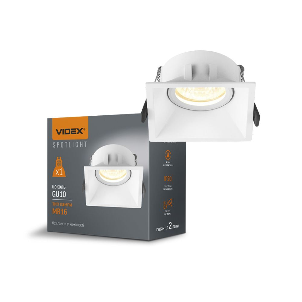VIDEX VL-SPF09S-W Recessed GU10 Spotlight Frame - White - official product image 2
