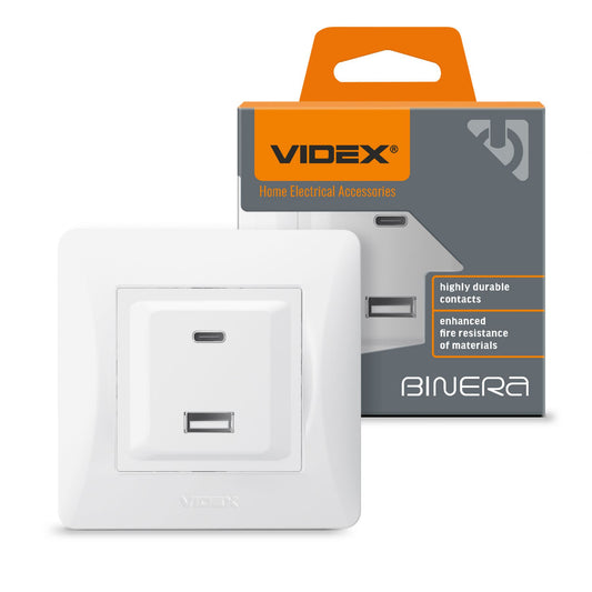 VIDEX BINERA Socket USB-A + USB-C PD20W White – image 1