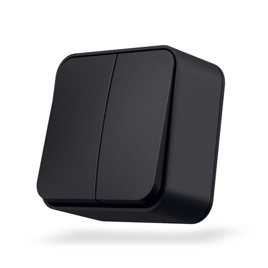 VIDEX BINERA Surface-mounted switch 2 gang 1 way IP20 Matte Black – image 1