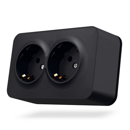 VIDEX BINERA Surface-mounted double Schuko socket IP20 Matte Black – image 1
