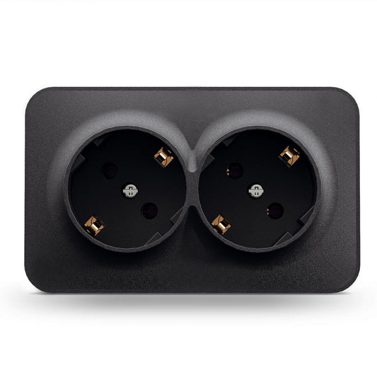 VIDEX BINERA Surface-mounted double Schuko socket IP20 Matte Black – image 2