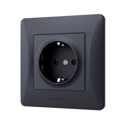 VIDEX BINERA Single schuko socket Black Graphite – image 3