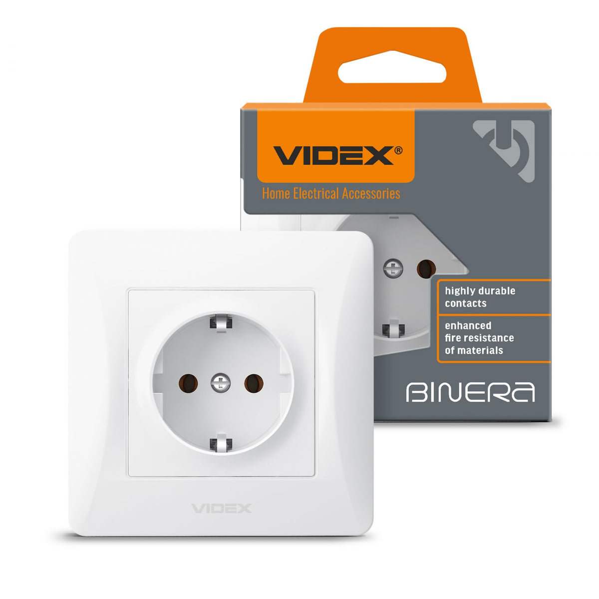 VIDEX BINERA Single schuko socket White – image 1