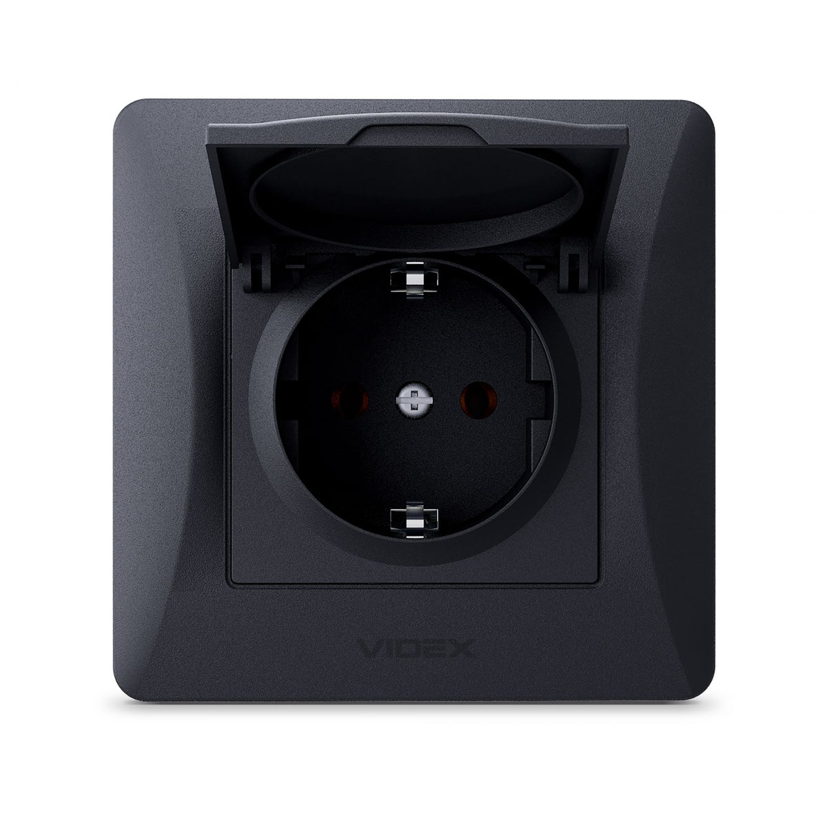 VIDEX BINERA Single schuko socket with cover Black Graphite – image 2