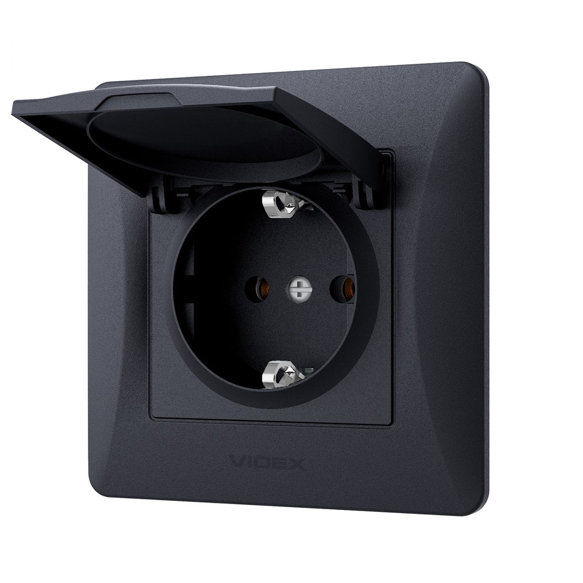 VIDEX BINERA Single schuko socket with cover Black Graphite – image 3