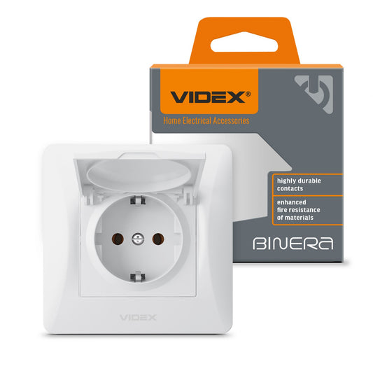 VIDEX BINERA Single schuko socket with cover White – image 1
