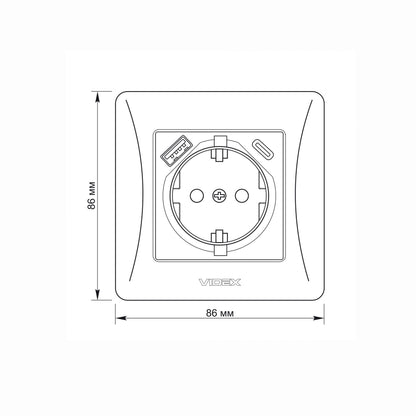 VIDEX BINERA Single schuko socket with USB-A+USB-C Black Graphite – image 5