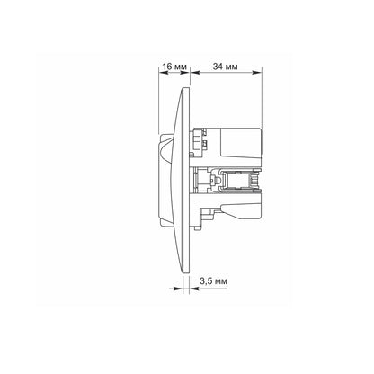 Single schuko socket with USB-A+USB-C black graphite VIDEX BINERA