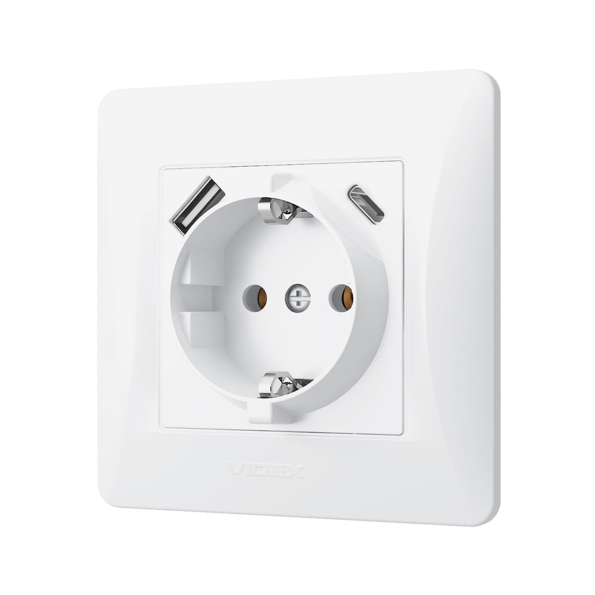 VIDEX BINERA Single schuko socket with USB-A+USB-C White – image 3