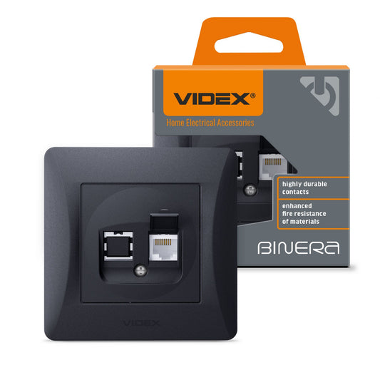 VIDEX BINERA CAT6 socket single computer Black Graphite – image 1