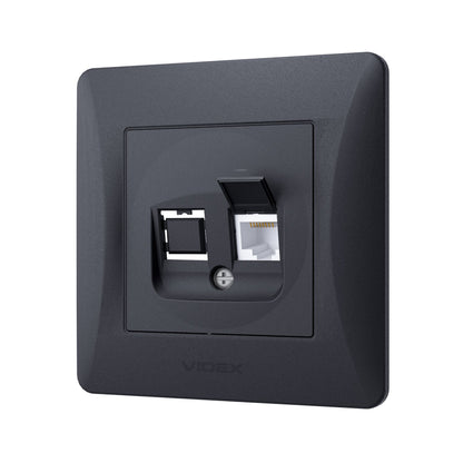 VIDEX BINERA CAT6 socket single computer Black Graphite – image 3