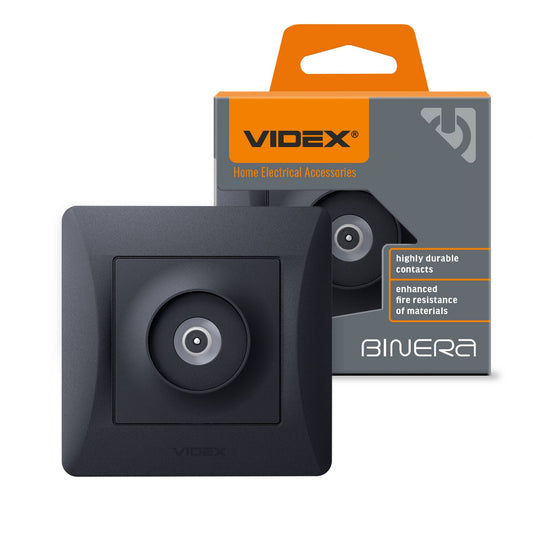VIDEX BINERA TV socket single Black Graphite – image 1