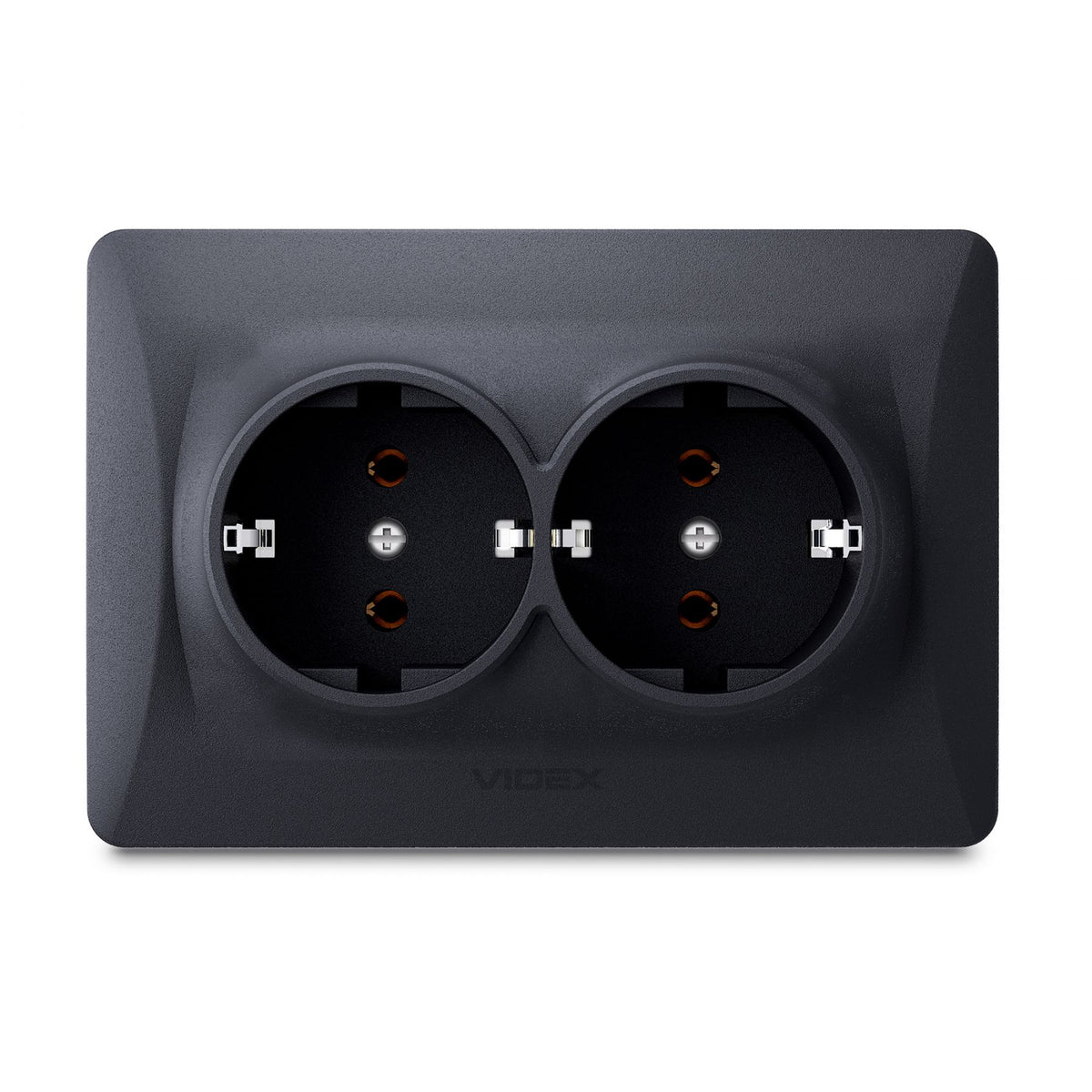 VIDEX BINERA Double schuko socket Black Graphite – image 2