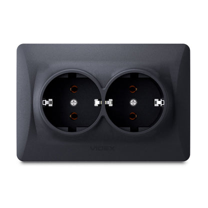 VIDEX BINERA Double schuko socket Black Graphite – image 2