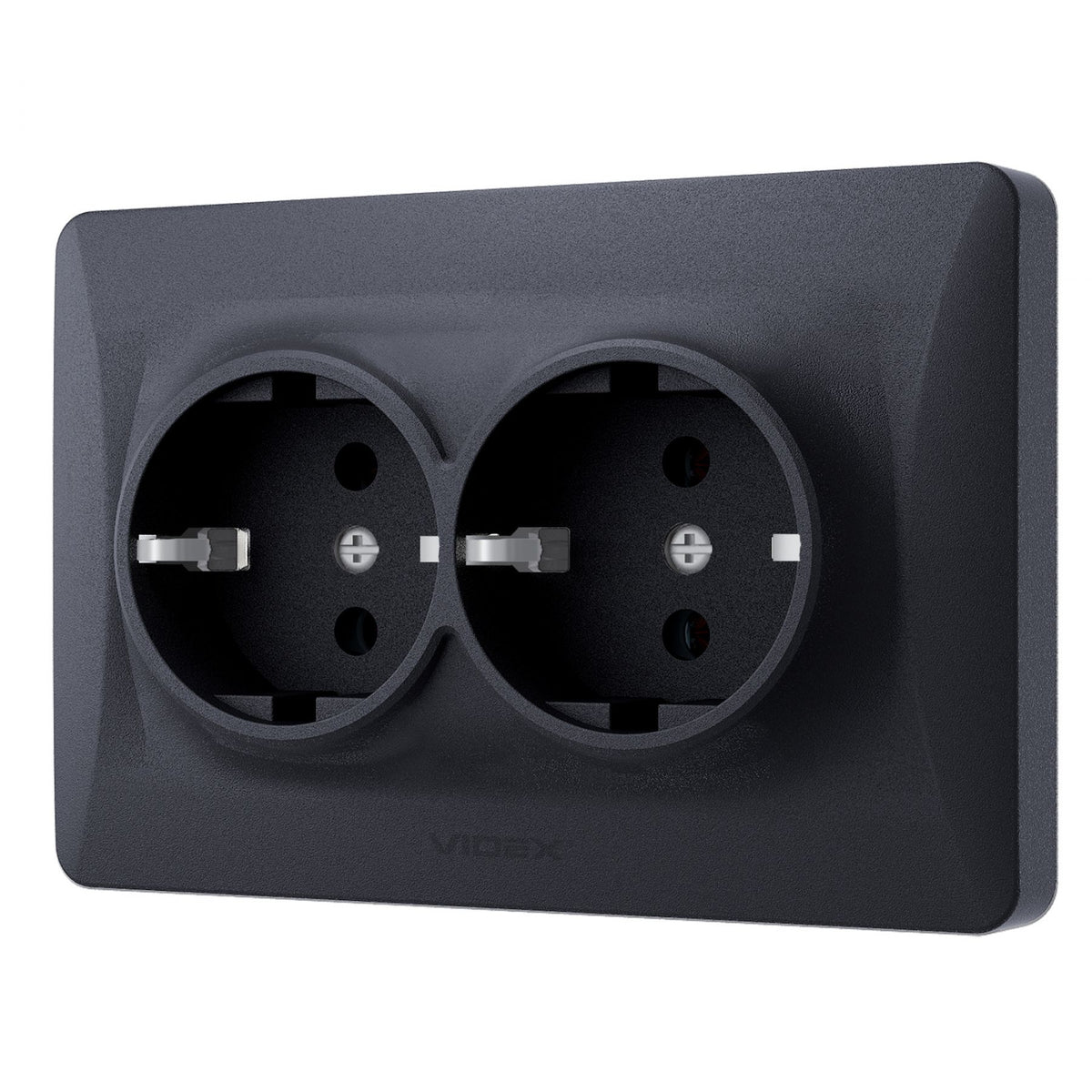 VIDEX BINERA Double schuko socket Black Graphite – image 3