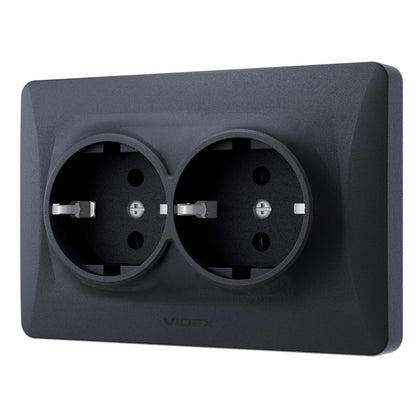 VIDEX BINERA Double schuko socket Black Graphite – image 3