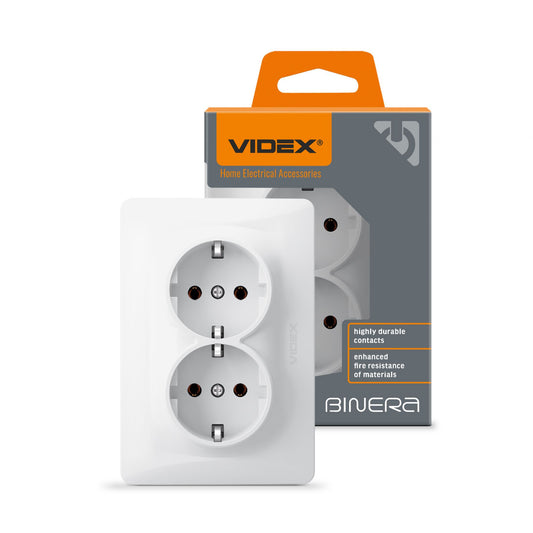 VIDEX BINERA Double schuko socket White – image 1