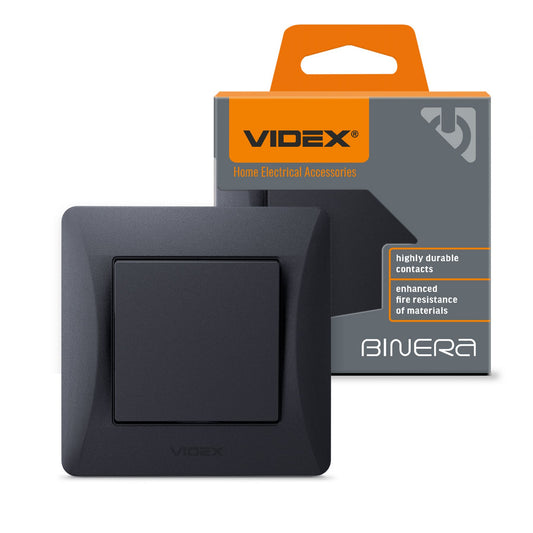 VIDEX BINERA Switch 1 gang Black Graphite – image 1