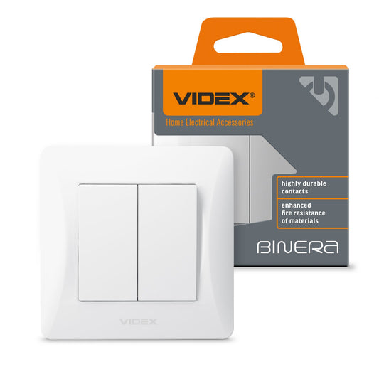 VIDEX BINERA Switch 2 gang White – image 1