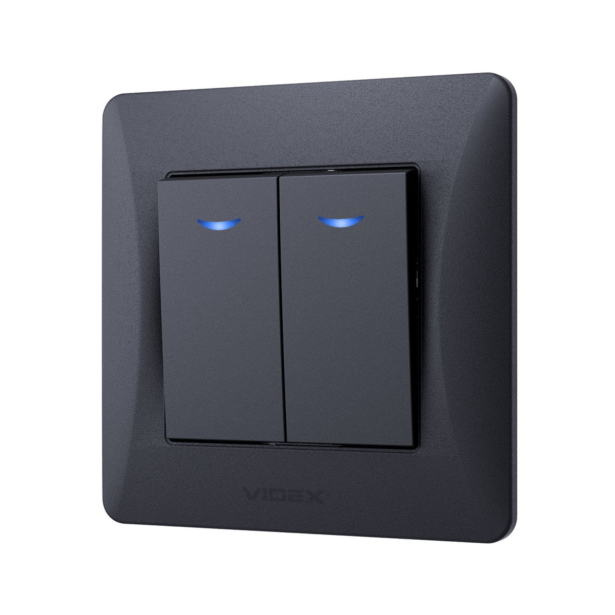VIDEX BINERA Switch 2 gang with LED backlight Black Graphite – image 3