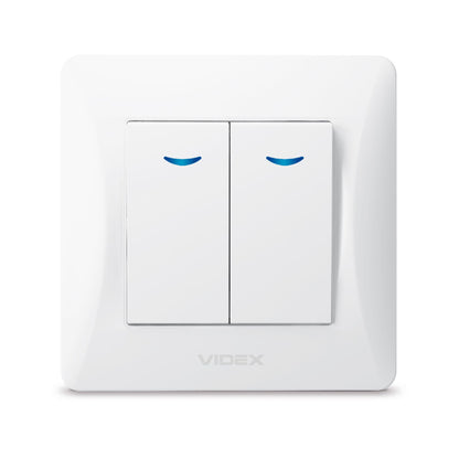 VIDEX BINERA Switch 2 gang with LED backlight White – image 2