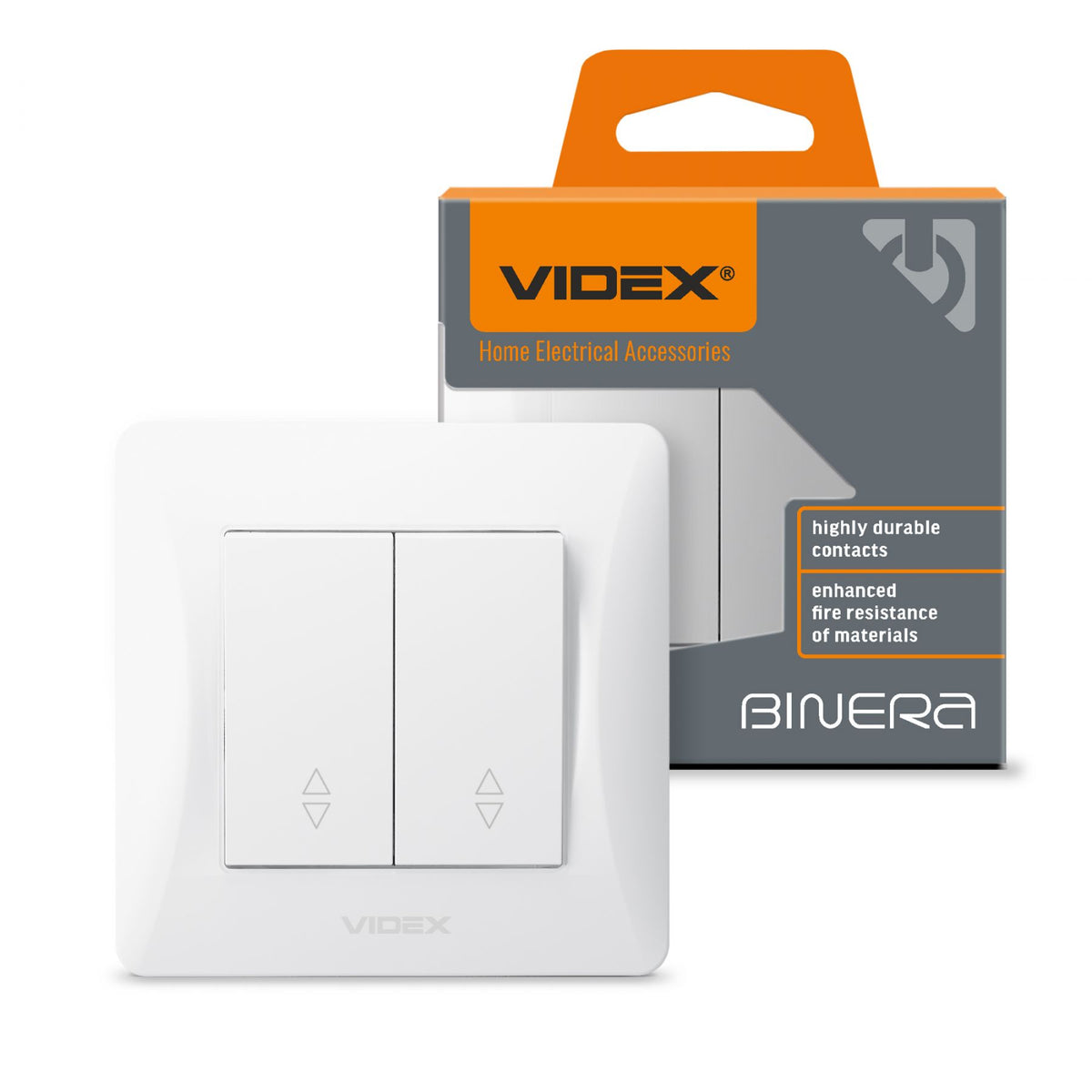 VIDEX BINERA Switch 2 gang pass White – image 1
