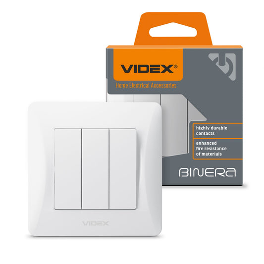 VIDEX BINERA Switch 3 gang White – image 1