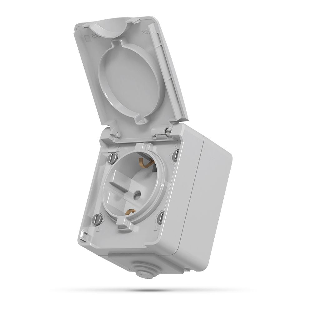 VIDEX BINERA Single external Schuko socket IP65 Grey – image 1