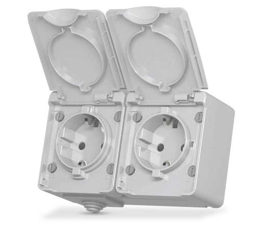 VIDEX BINERA External double Schuko socket IP65 Grey – image 1
