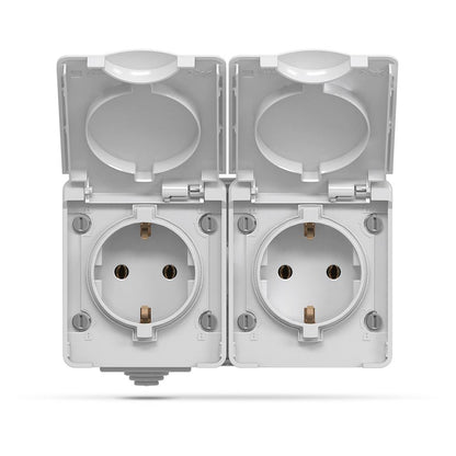 VIDEX BINERA External double Schuko socket IP65 Grey – image 2