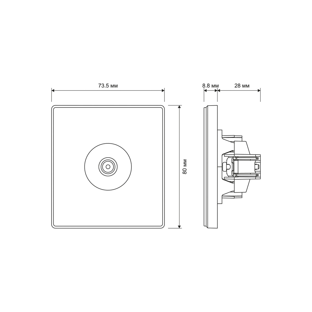 Official VIDEX NOTA product view or dimensions — VF-NT-SK1TV-BL, VF-NT-SK1TV-BR, VF-NT-SK1TV-GR, VF-NT-SK1TV-WH