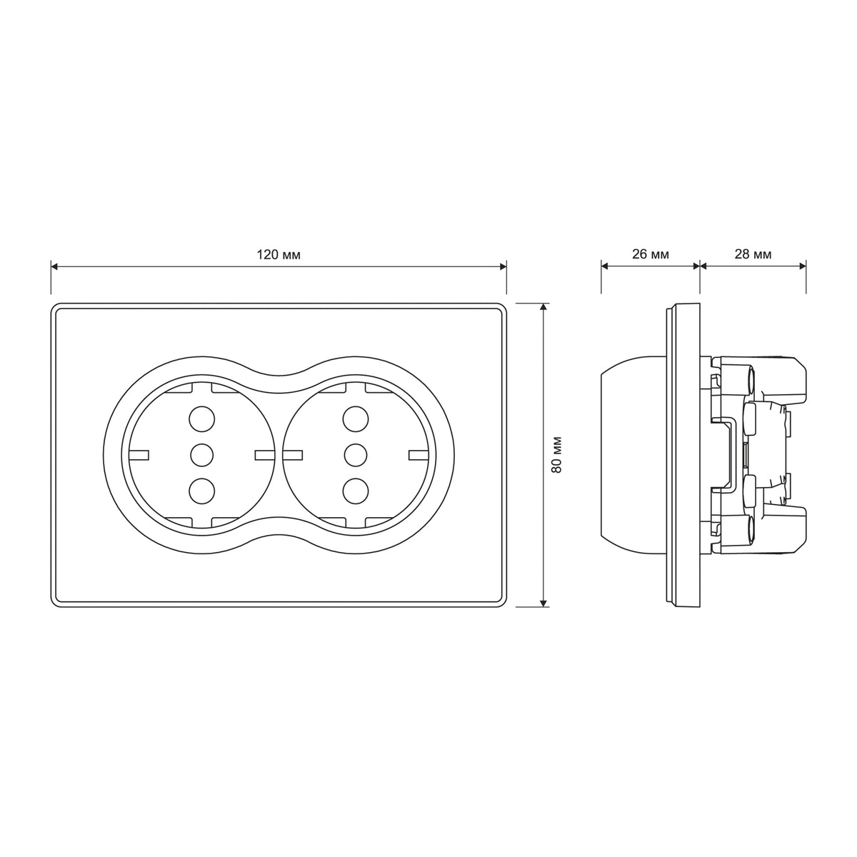 Official VIDEX NOTA product view or dimensions — VF-NT-SK2G-BL, VF-NT-SK2G-BR, VF-NT-SK2G-GR, VF-NT-SK2G-WH