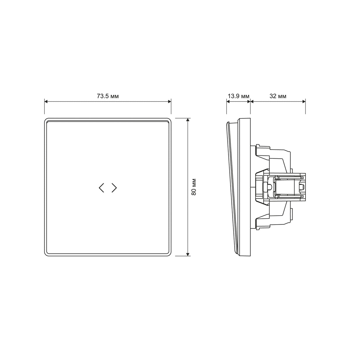 Official VIDEX NOTA product view or dimensions — VF-NT-SW1I-BL, VF-NT-SW1I-BR, VF-NT-SW1I-GR, VF-NT-SW1I-WH
